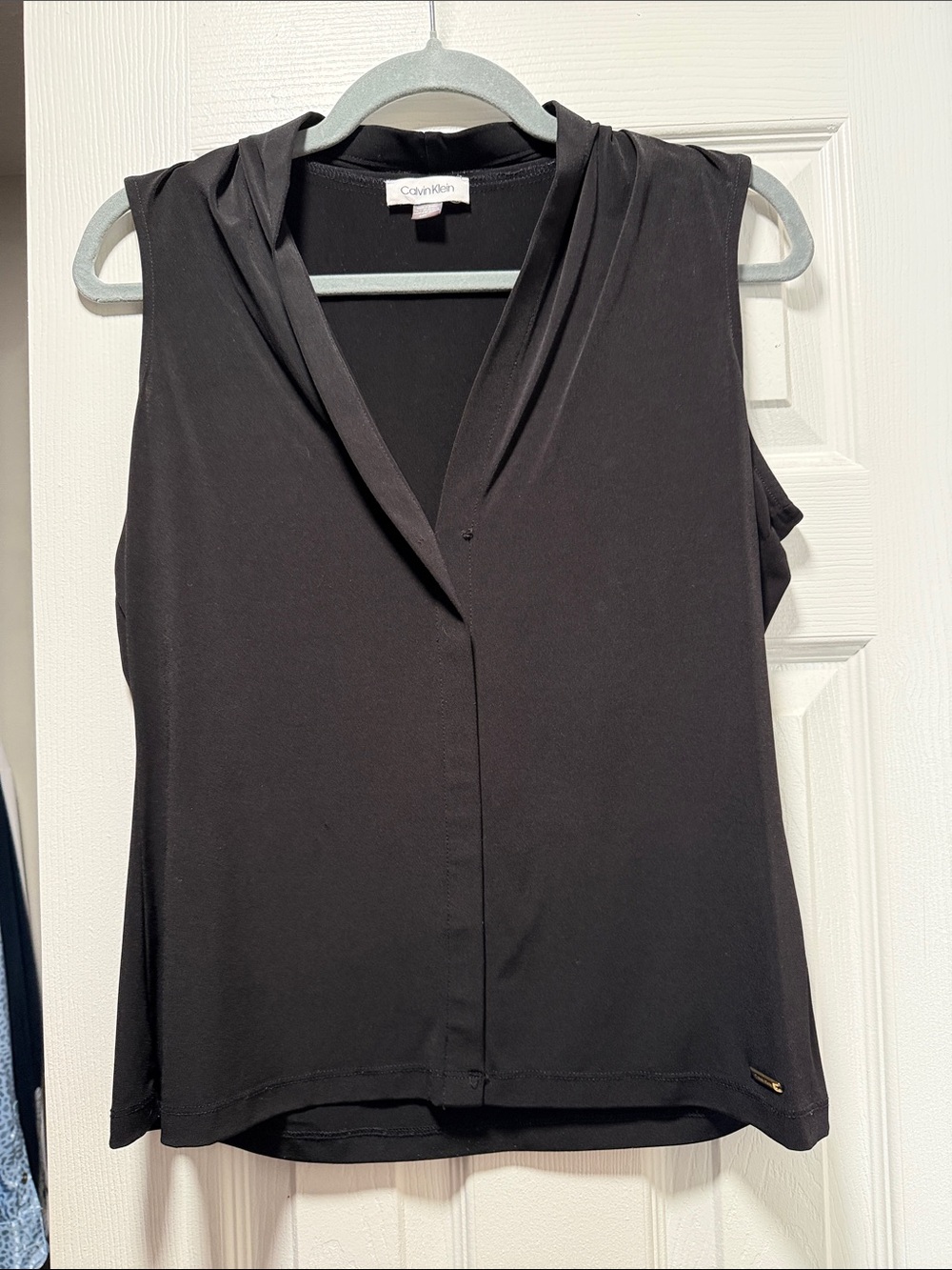 Calvin Klein Black Sleeveless Drape V-Neck Camisole